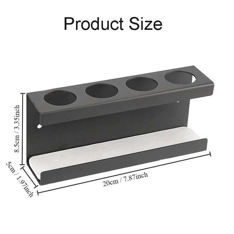Wall Mounted Electric Toothbrush Holder 4 Slots with Diatomite Dish-Black