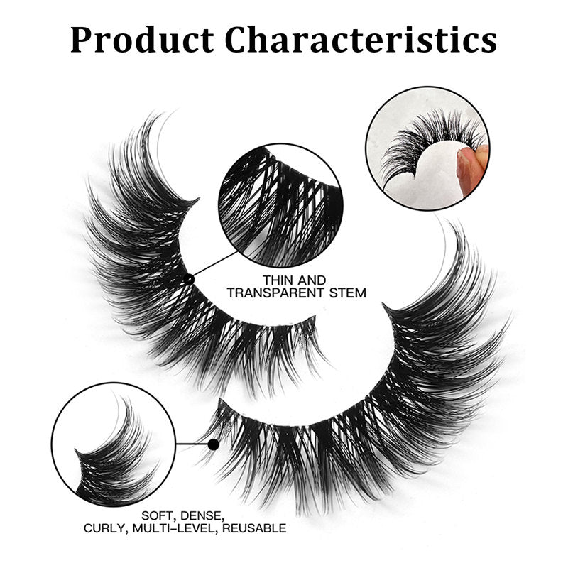 False Eyelashes Fluffy Faux Mink Lashes Fox Eye Curled Lashes 7 Pairs Pack-HYL19