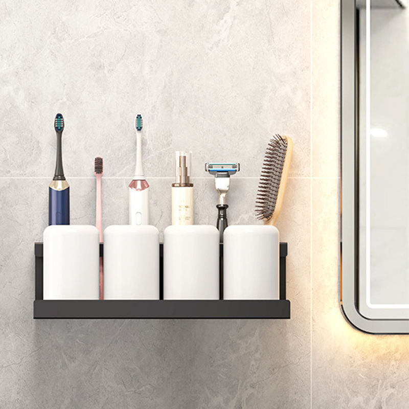 Electric Toothbrush Holder Self Adhesive 6 Slots with Diatomite Dish-Black