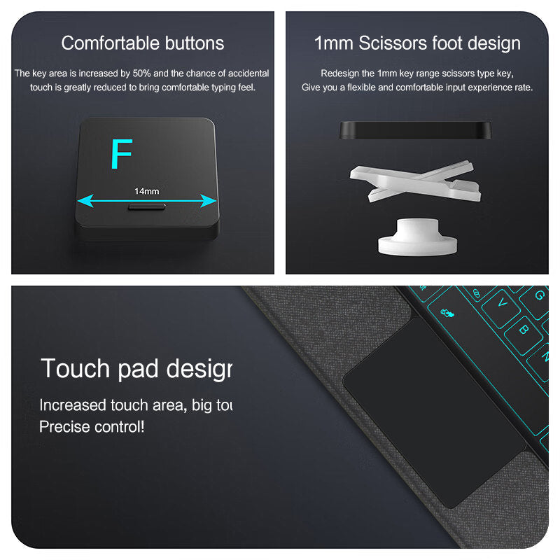 Backlit Trackpad Keyboard Case Magnetic for Samsung Galaxy Tab S7FE 12.4"