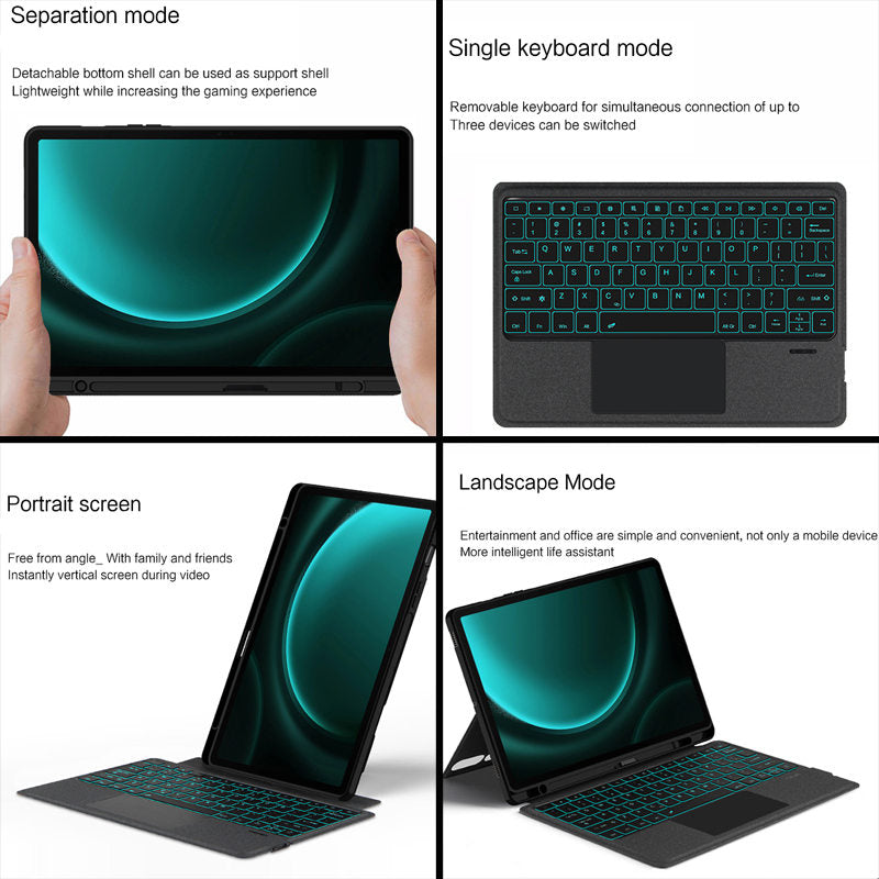 Samsung Tablet Case with Keyboard Multi Angles for Galaxy Tab S9FE + 12.4"