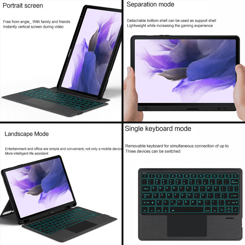 Backlit Trackpad Keyboard Case Magnetic for Samsung Galaxy Tab S7FE 12.4"