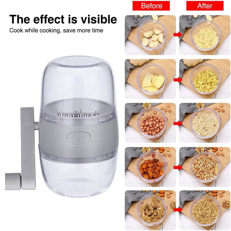 Portable Nut Grinder Hand Crank Food Shredder for All Nuts Kitchen Tool-Grey