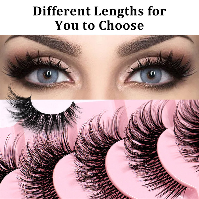 False Eyelashes Fluffy Faux Mink Lashes Fox Eye Curled Lashes 7 Pairs Pack-15mm