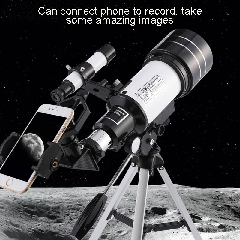 Telescope 70mm Aperture Refractor (15X-150X) with Remote for Adults & Kids-White