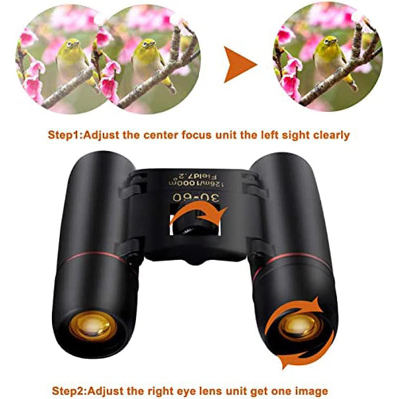 30x60 Small Binoculars with Lanyard Foldable for Concert Bird Watching