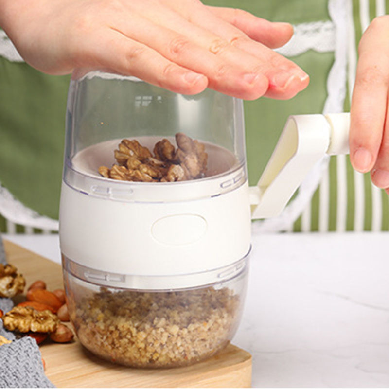 Portable Nut Grinder Hand Crank Food Shredder for All Nuts Kitchen Tool-White