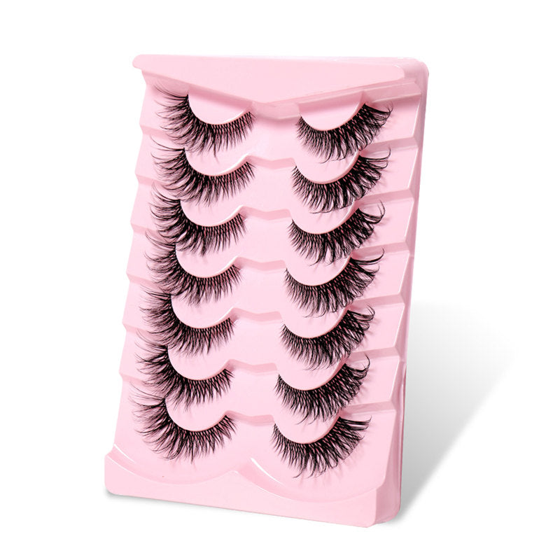 False Eyelashes Fluffy Faux Mink Lashes Fox Eye Curled Lashes 7 Pairs Pack-17mm
