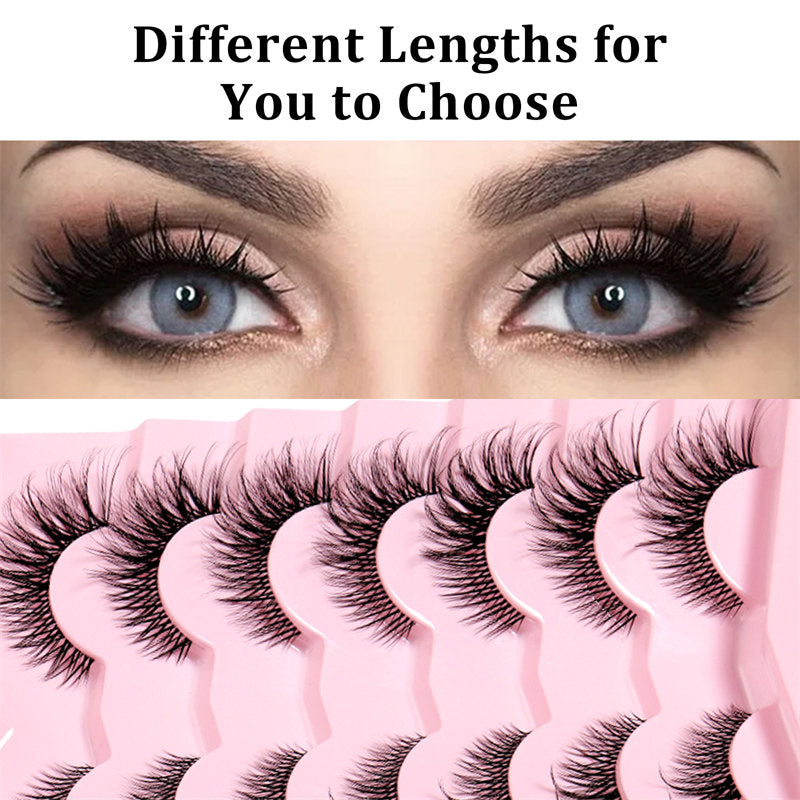 False Eyelashes Fluffy Faux Mink Lashes Fox Eye Curled Lashes 7 Pairs Pack-17mm
