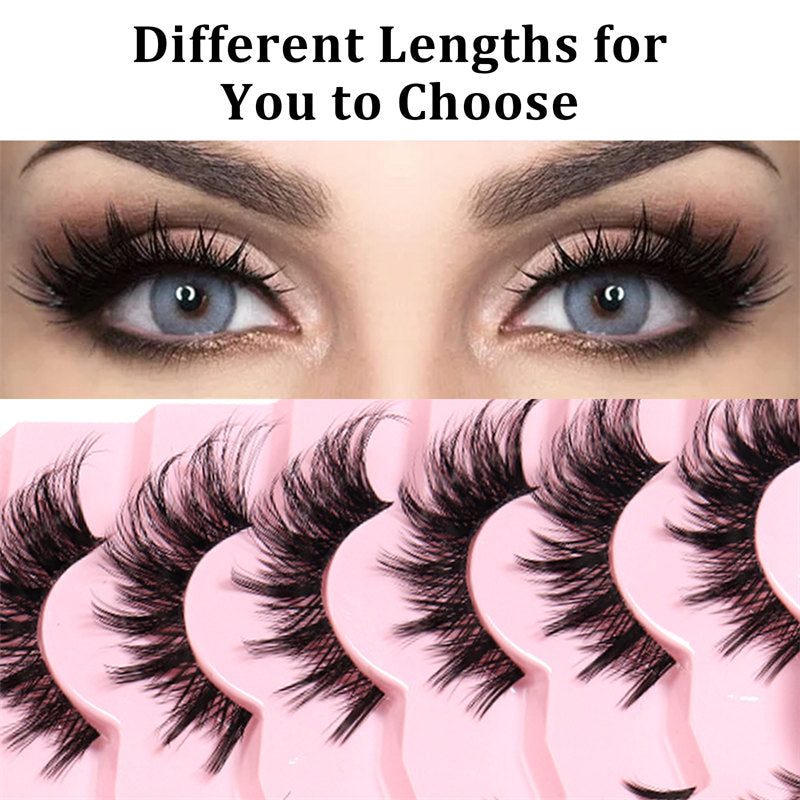 False Eyelashes Fluffy Faux Mink Lashes Fox Eye Curled Lashes 7 Pairs Pack-HYL19