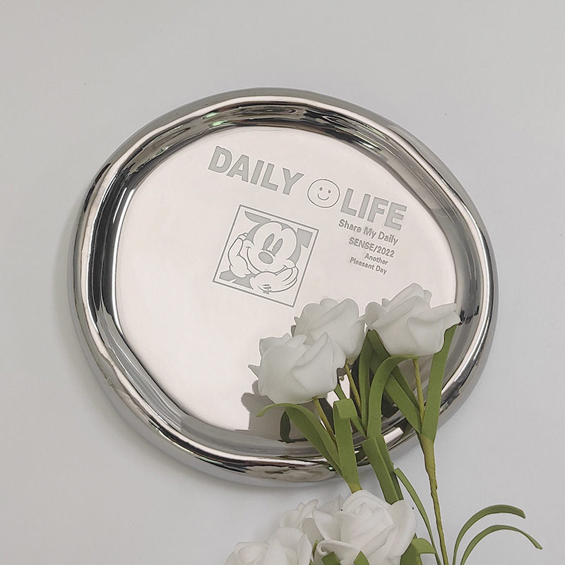 Ceramic Jewelry Tray for Ring Key Trinket Round Shape Small Plate-Mouse