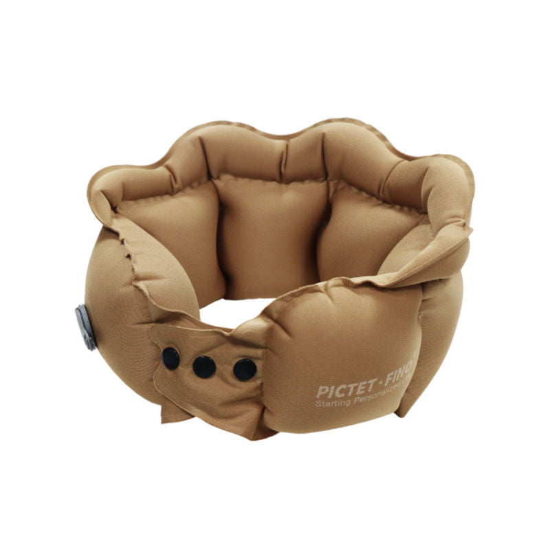 Inflatable Travel Pillow Inflate in 2 Seconds Neck Pillow for Airplanes Trains Cars Offices RH40-Khaki