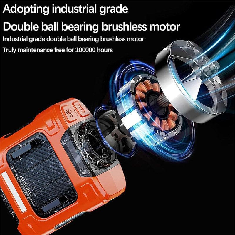 Portable Waist Fan 10000mAh Rechargeable Personal Fans Flashlight Waist Clip Fan for Gardening Worksite Outdoor-Orange