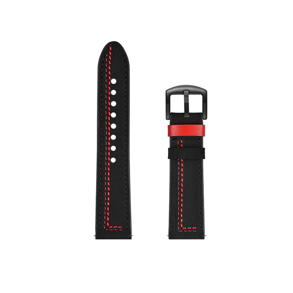 Fashion 7 Line Style Leather Watch Band For Samsung Galaxy Watch 42/46mm Gear S3 Frontier/Classic(Black)