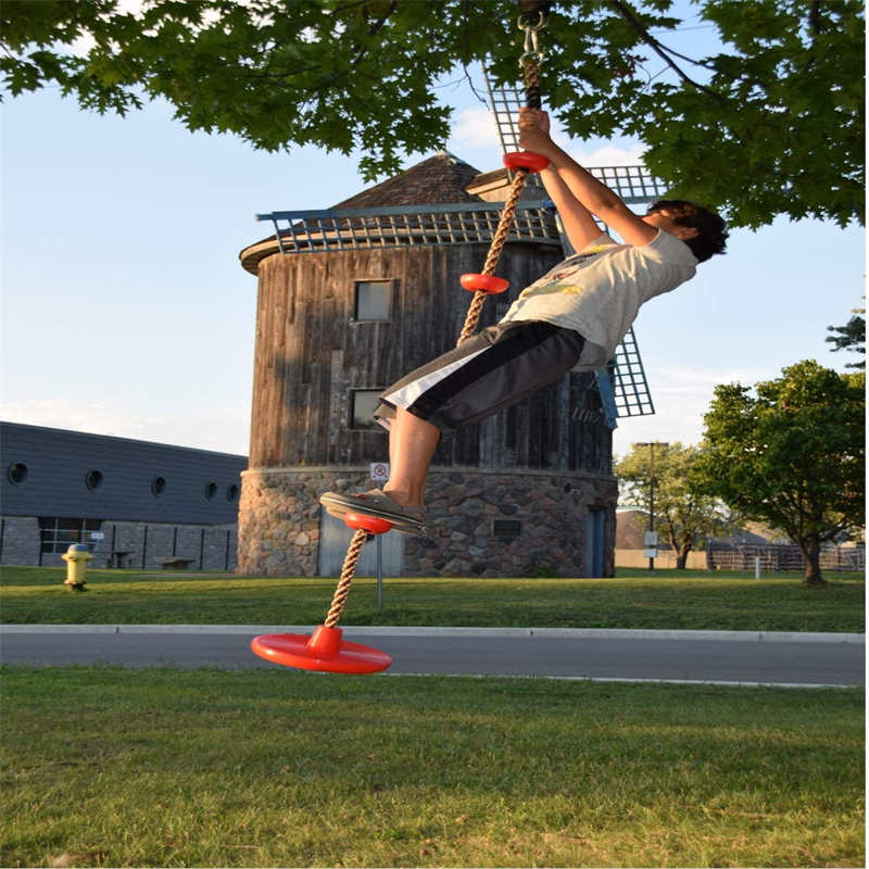 Climbing Rope Platform Disc Swing Set Includes Free Hanging Strap Carabiner-Red