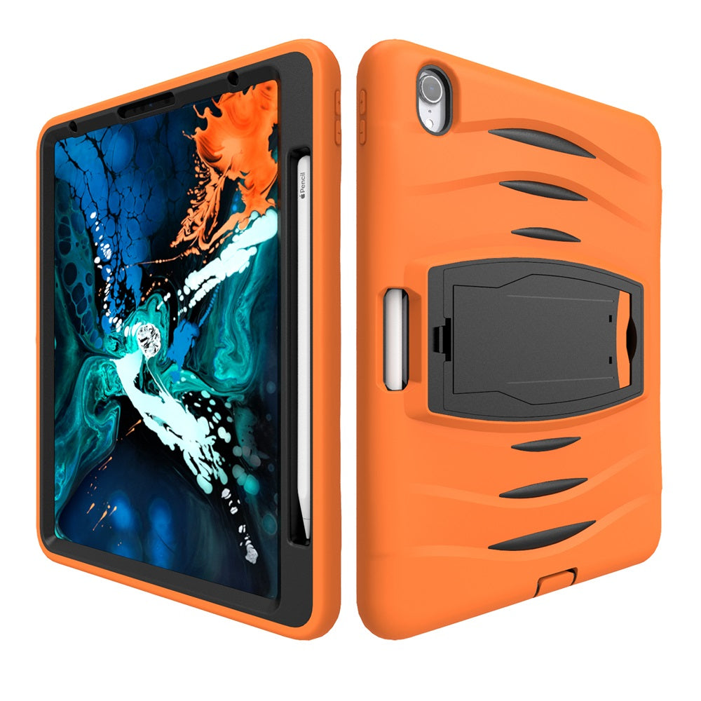 Shock Wave Kickstand Case Anti-Fall Protection With Pencil Holder For iPad Pro12.9 (2018)-Orange