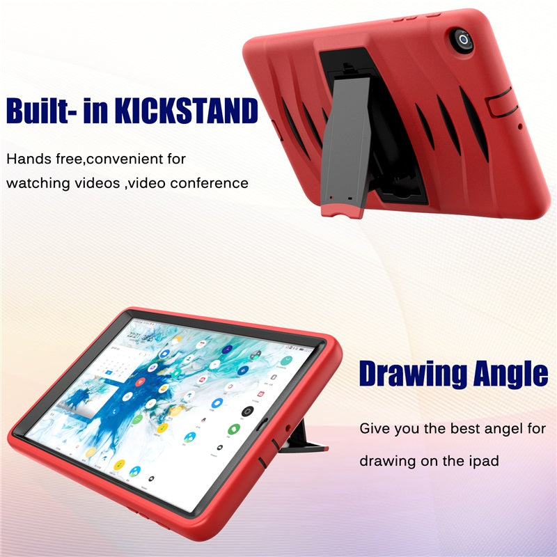 Shock Wave Kickstand Case Anti-Fall Protection For Samsung Tab A 10.1 T510/T515(2019)-Red