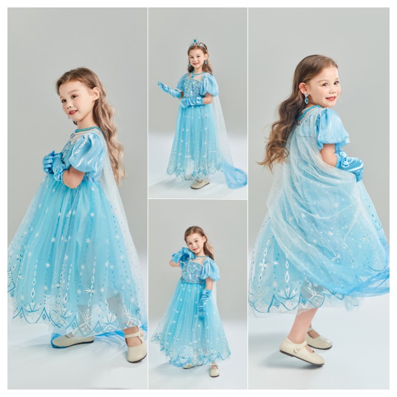Snow Princess Dress with Accessories Gorgeous Queen Party Ball Gown