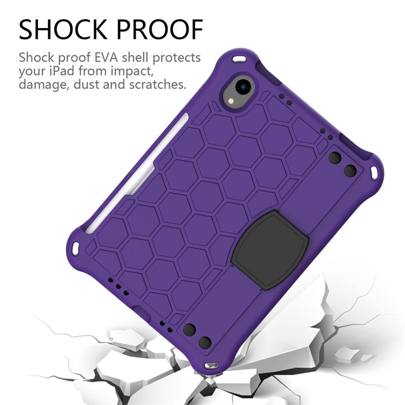 Hive iPad Case For iPad Mini 6 Durable Stand Cover With Shoulder Strap-PurpleBlack