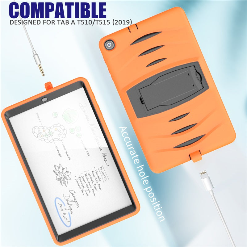 Shock Wave Kickstand Case Anti-Fall Protection For Samsung Tab A 10.1 T510/T515(2019)-Orange
