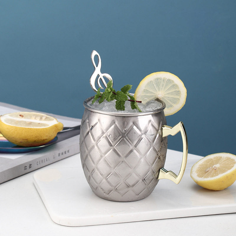500ml Stainless Steel Moscow Mule Mugs Set of 4 Reticulate Cups-Silver