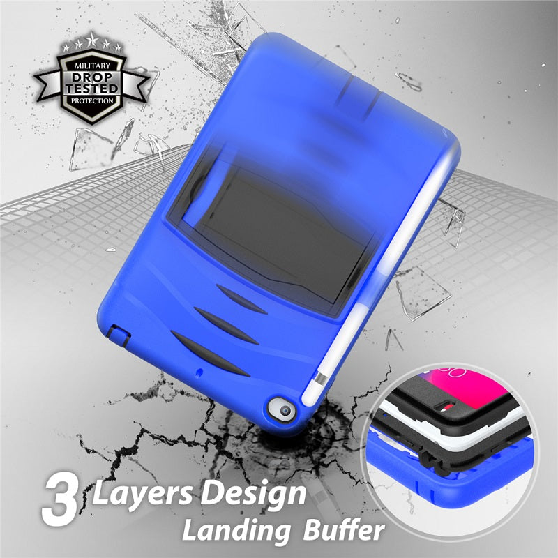 Shock Wave Design Kickstand Case Heavy Duty Rugged Anti-Fall Protection With Pencil Holder For 7.9inch iPad Mini 4/5-Blue