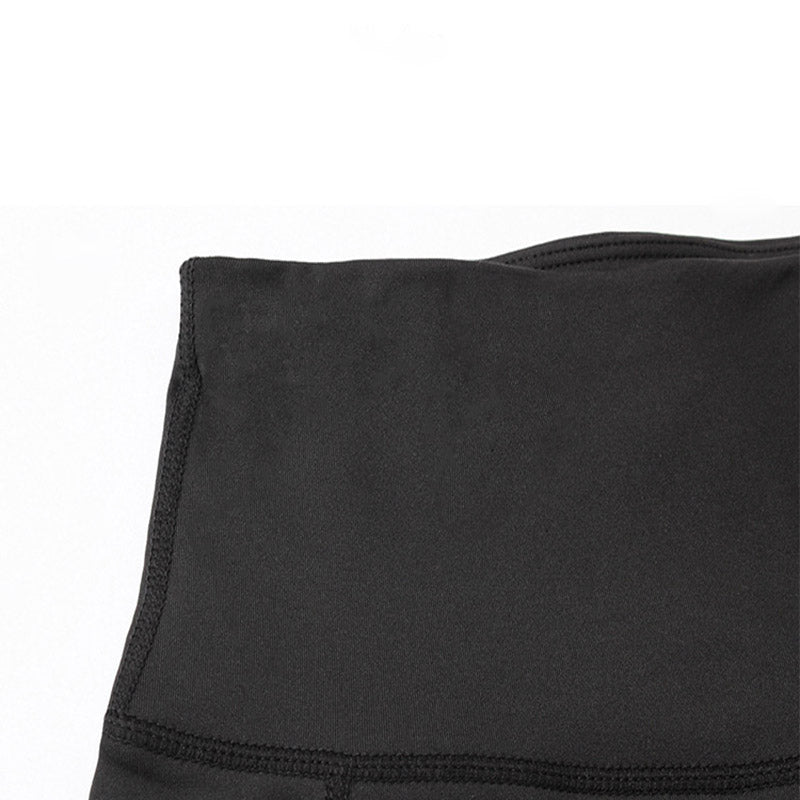Women Yoga Shorts With Pocket High Waist Fitness Running Leggings Sports Quick Drying Tight Pants 2048-Black