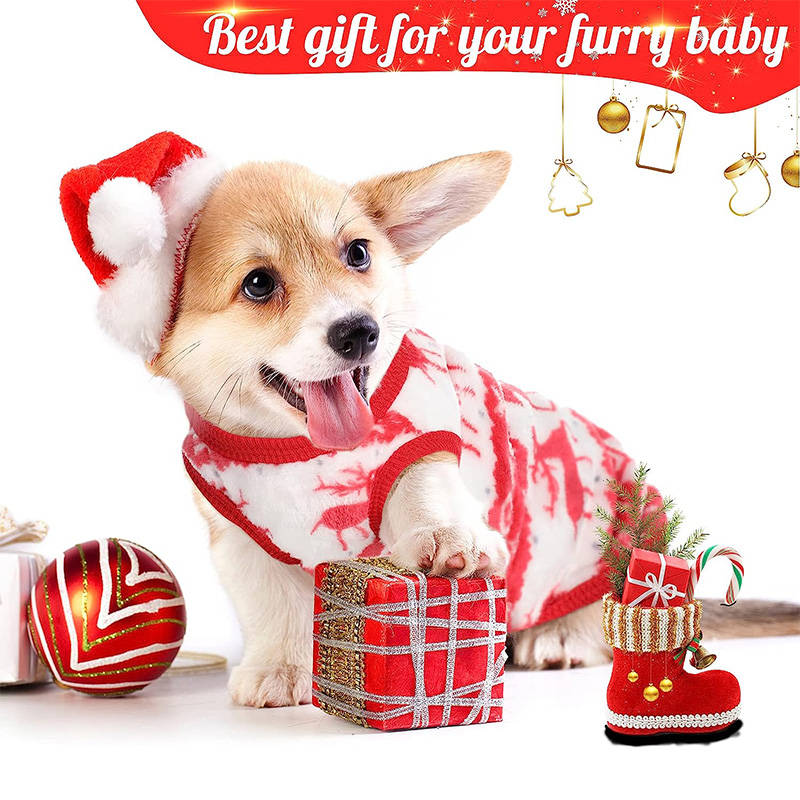 3X Pet Fleece Sweaters Warm Printed Clothes for Small Dogs Cat-Set4