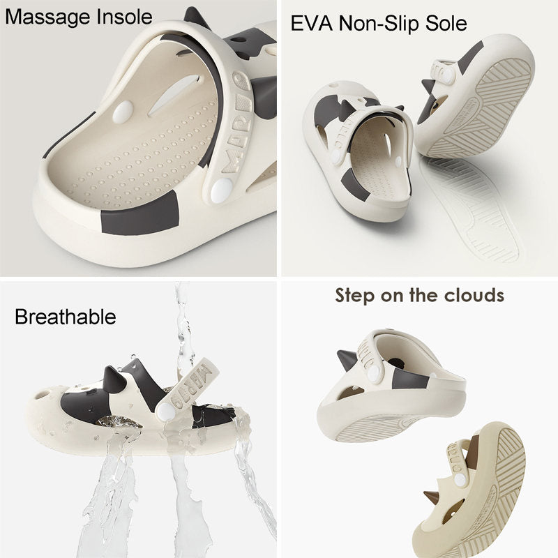 Cute Cow Garden Clogs for Kids Non-Slip Sandals Indoor/Outdoor-Khaki