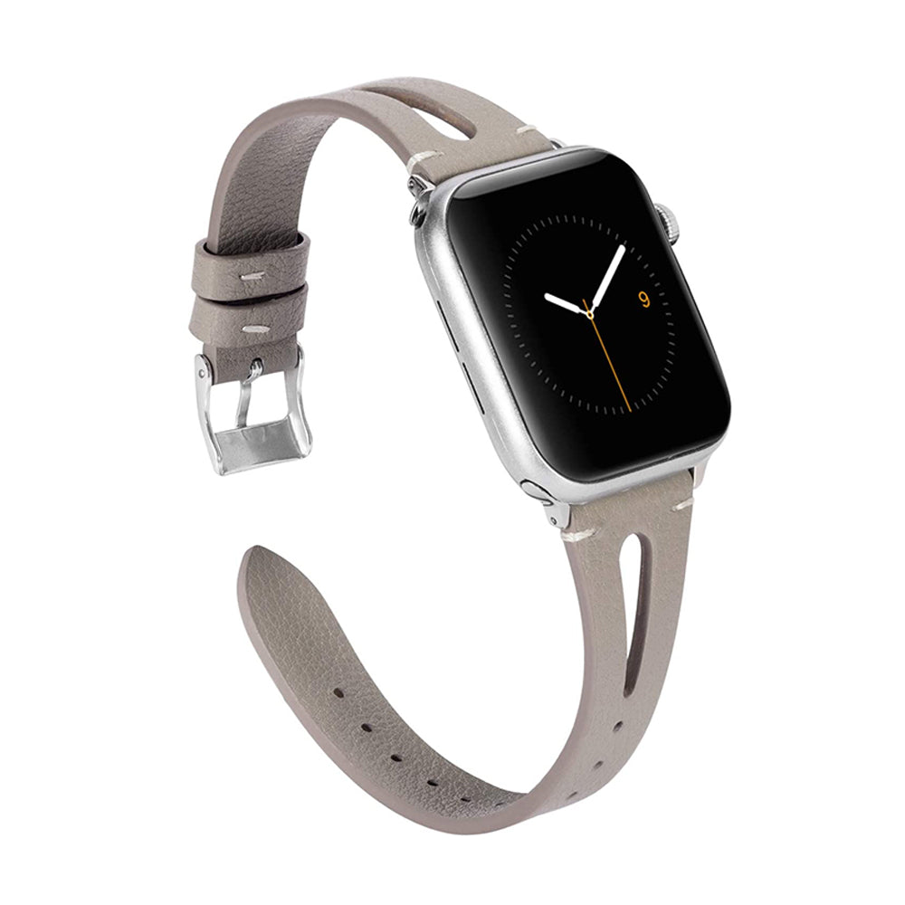 Fashion Triangle Hole Leather Watch Band For Apple Watch SE/6/5/4/3/2/1(Gray)