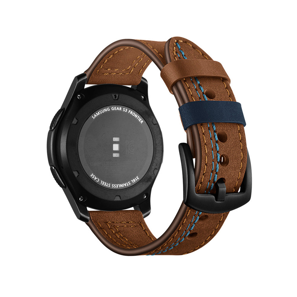 Fashion 7 Line Style Leather Watch Band For Samsung Galaxy Watch 42/46mm Gear S3 Frontier/Classic(Brown)