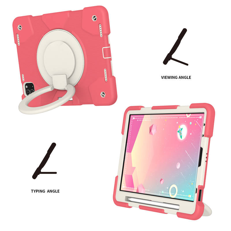 iPad Case For iPad Pro 11/Air 4 with 360¡ãSwivel Stand-Begonia Red