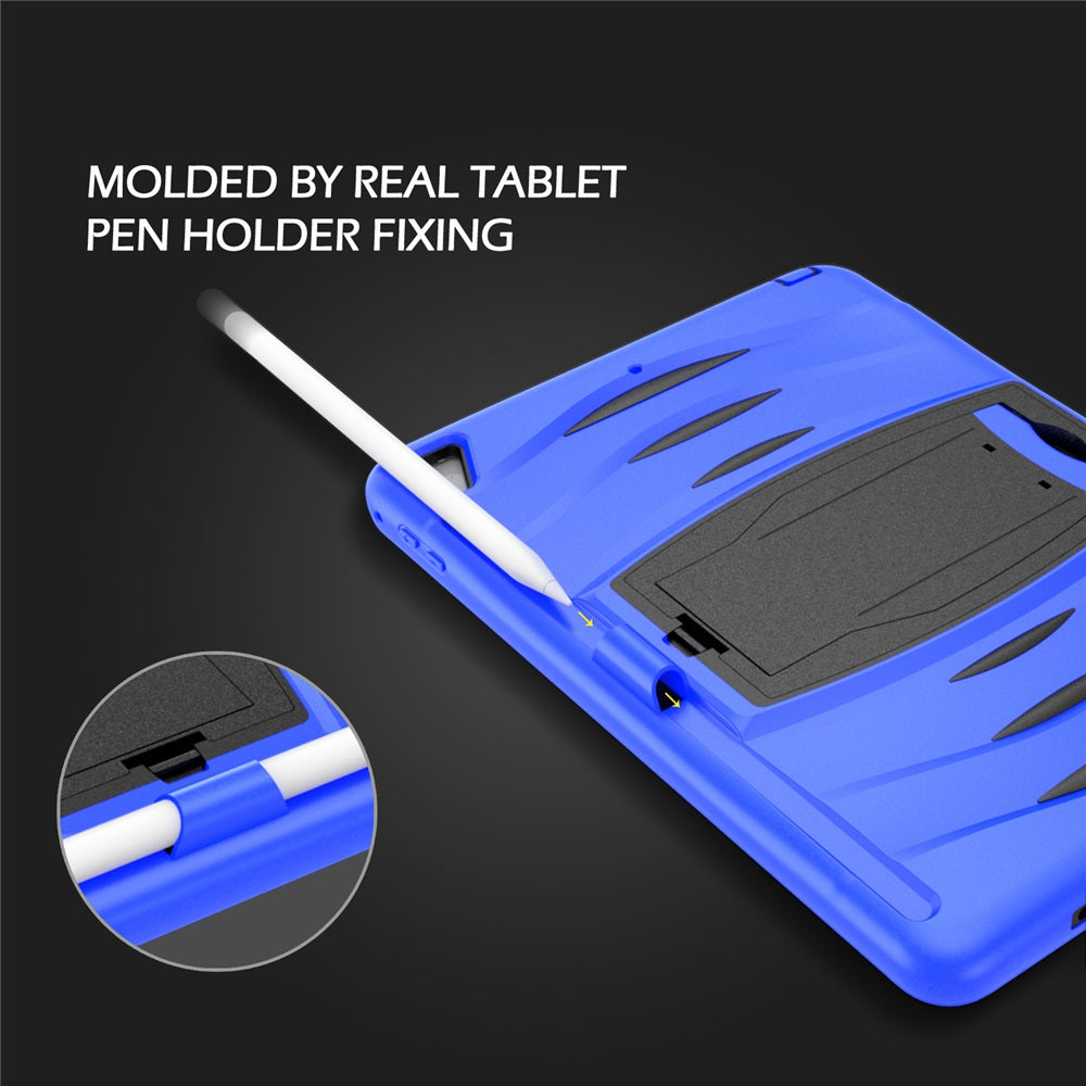 Shock Wave Kickstand Case Anti-Fall Protection With Pencil Holder For 9.7inch iPad 5/iPad 6/iPad Air2/iPad Pro9.7-Blue