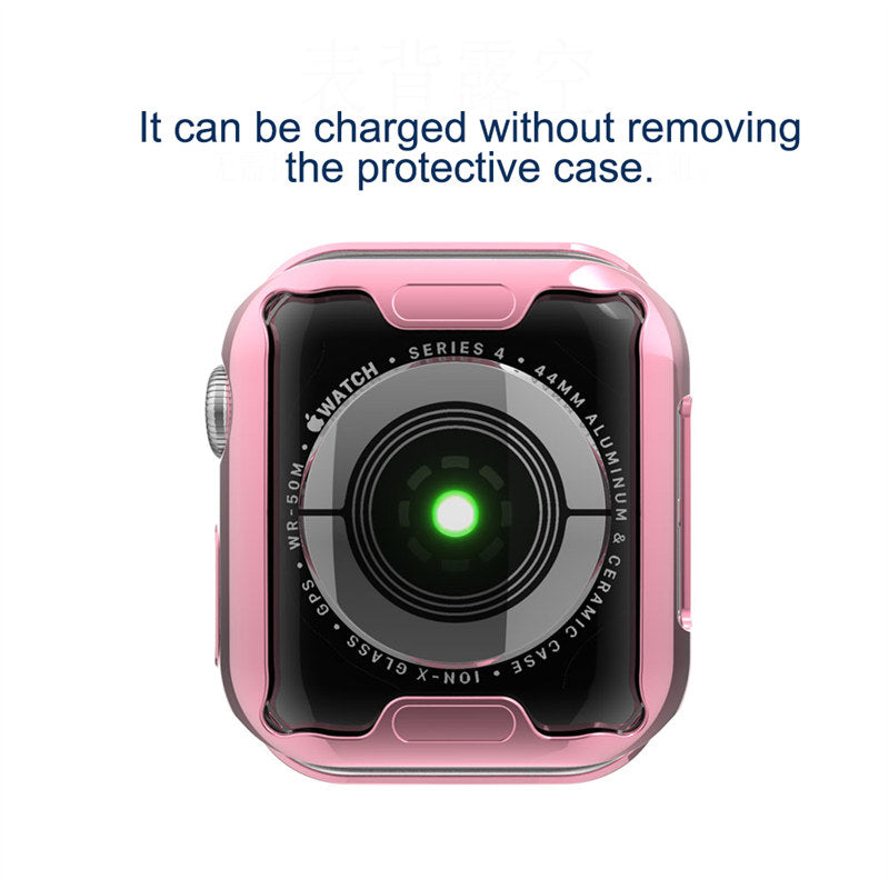 TPU All Around Screen Protective Cover for iWatch SE/6/5/4/3/2/1-Pink