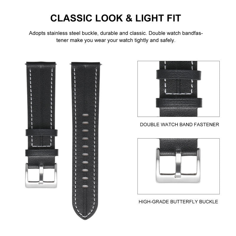 Genuine Leather Watchband Groove for Galaxy Watch 42mm/Samsung Gear S3-Purple