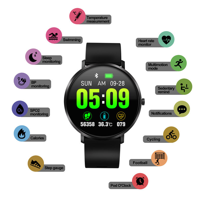 F25T Smart Watch with Heart Rate Blood Oxygen Sleep Monitor Pedometer-Grey