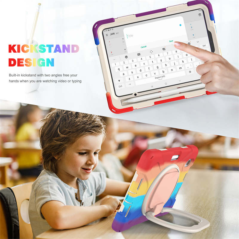 OnePieceB iPad Case For iPad Mini 6 Rugged Shockproof Case With Holder and Shoulder Strap-ColourfulRed