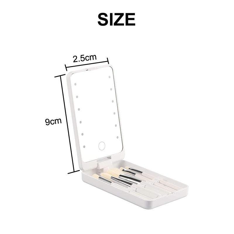Home & LivingFolding Touch LED Makeup Mirror Lockable Jewelry Display Box Necklace Earing Storage Case 10X Magnifying Mirror (White)