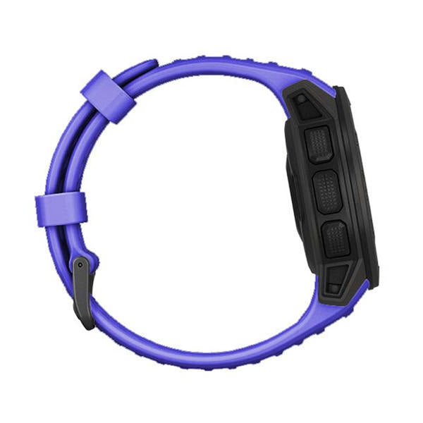 For Garmin Instinct Watchband Soft Silicone Adjustable Replacement Strap 22MM Black Steel Buckle-Sapphire
