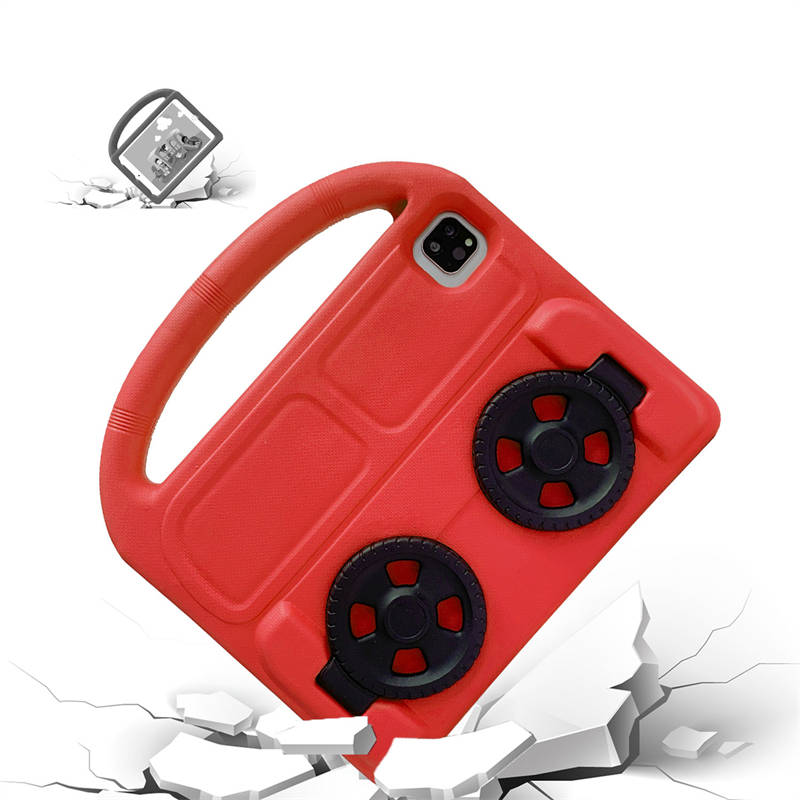 Wheel iPad Case For iPad Pro 11/Air4 10.9 inch Shockproof Stand Cover With Handle Stand-Red