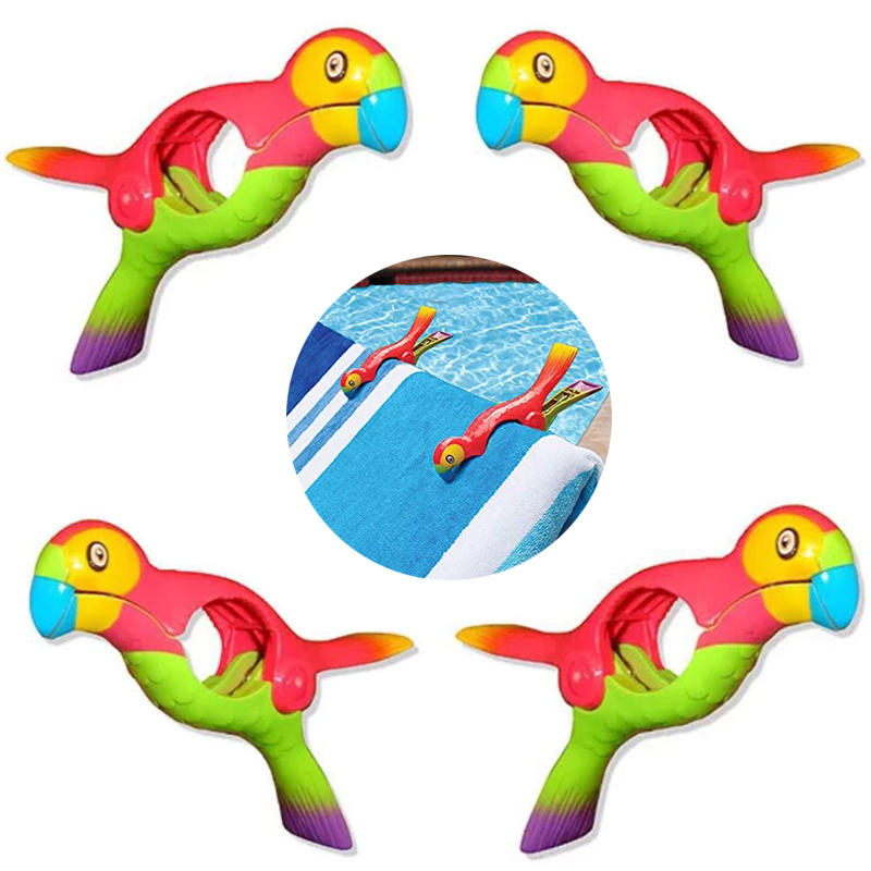 4 Pcs Beach Towel Clips Parrot Towel Holders Patio or Pool Accessories