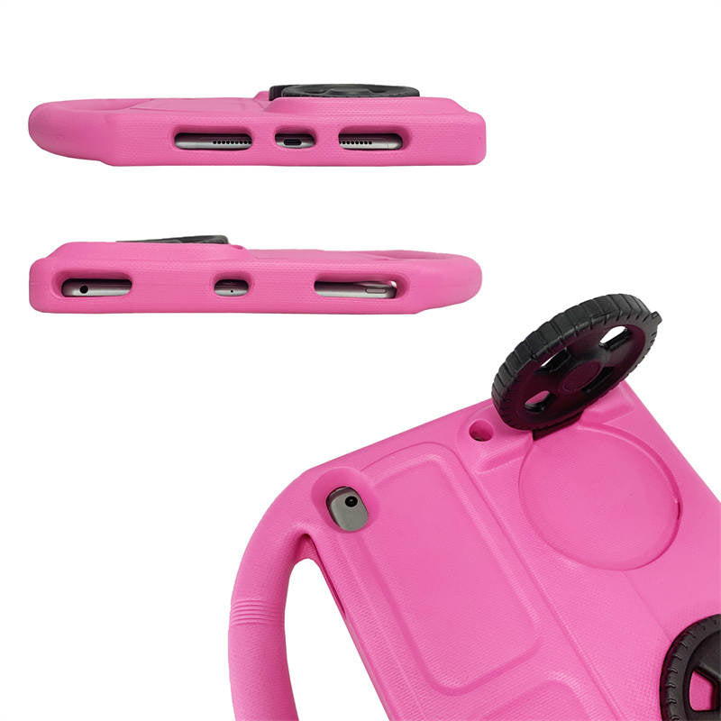 Wheel iPad Case For iPad 7/8/9 Air 3 Pro 10.5 inch Shockproof Stand Cover With Handle Stand-Rose