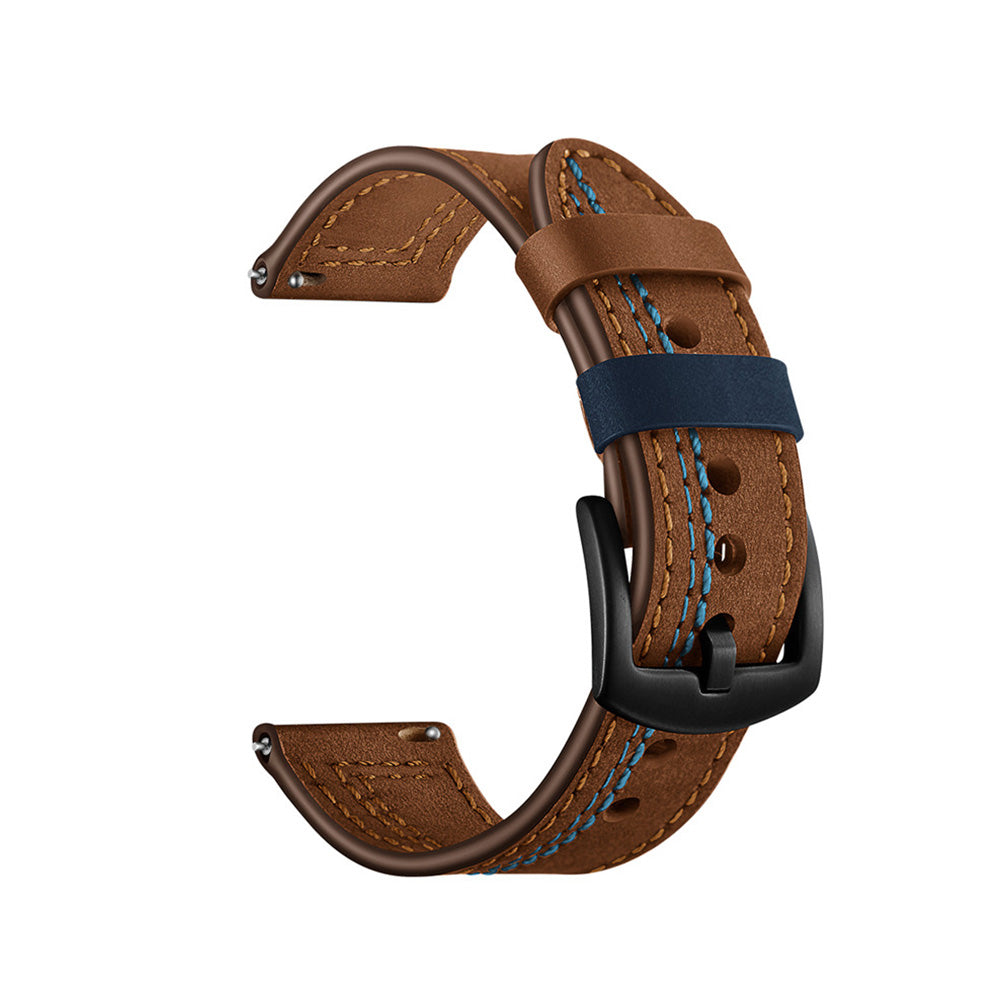 Fashion 7 Line Style Leather Watch Band For Samsung Galaxy Watch 42/46mm Gear S3 Frontier/Classic(Brown)