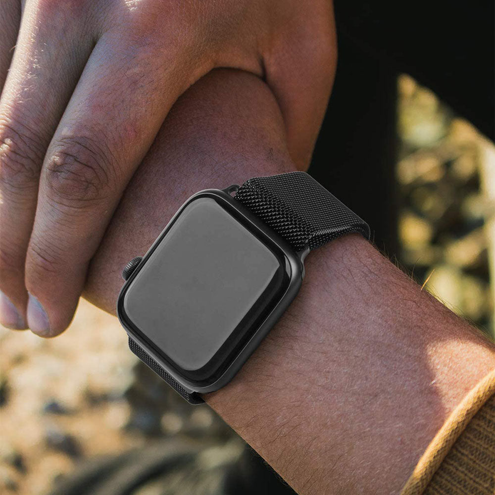 Buckle Metal Mesh Watch Watch Band For Apple Watch SE/6/5/4/3/2/1(Black)