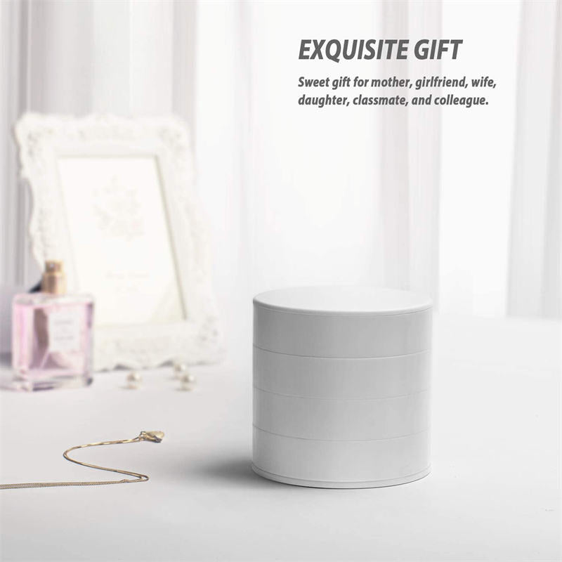 Home & LivingJewelry Storage Box 4-Layer Rotatable Jewelry Accessory Organizer Tray with Lid for Rings Bracelets -White
