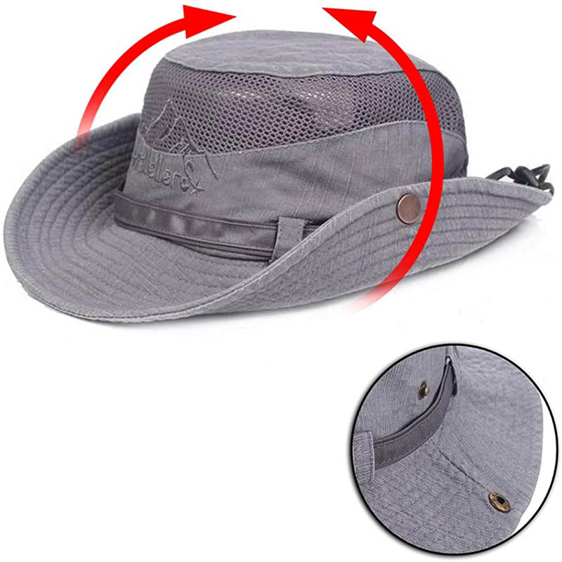 Sun Hat Wide Brim Fisherman Hat Safari Boonie Hat-Grey