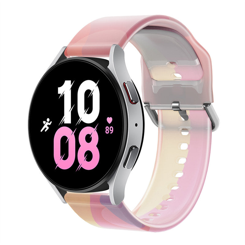 Semi Frosted Watch Strap Transparent Rainbow for Samsung Huawei Watch-01
