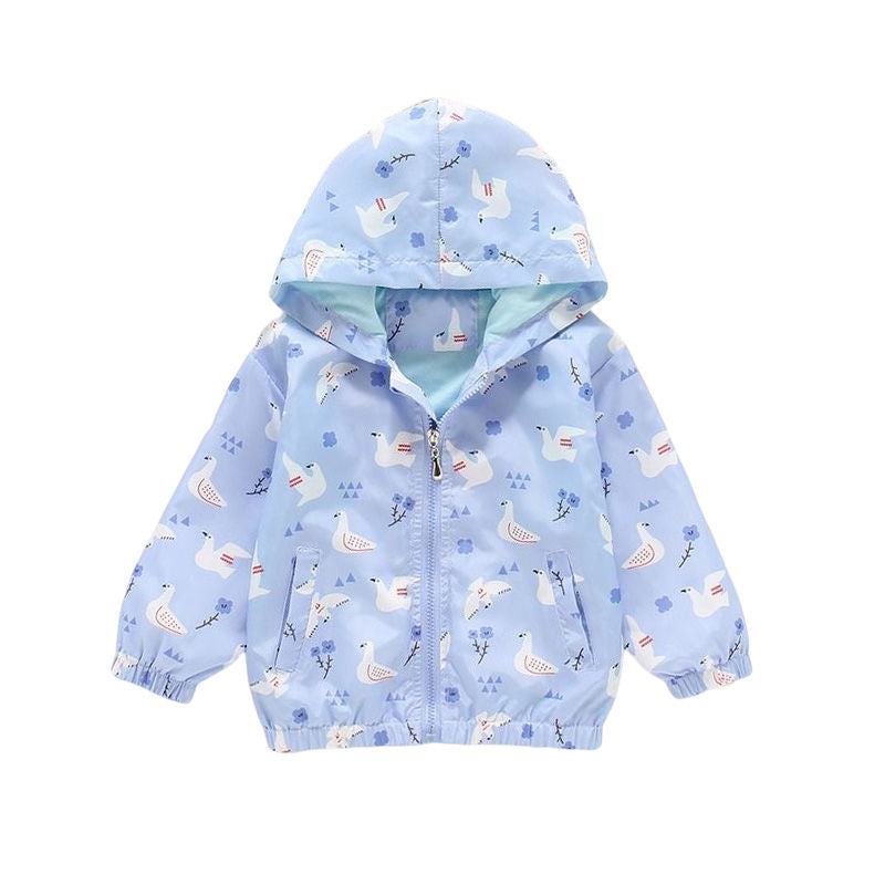 Girls Rain Jackets Lightweight Hooded Cotton Raincoats Windbreakers for Kids-BluePigeon