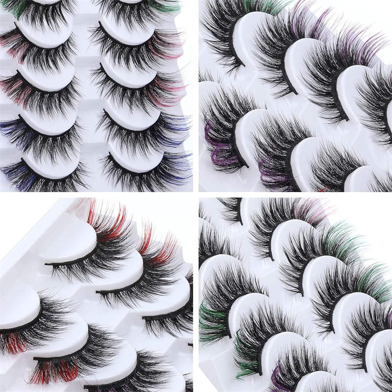 Cat Eye Colorful False Eyelashes Reusable Lash for Cosplay Festival