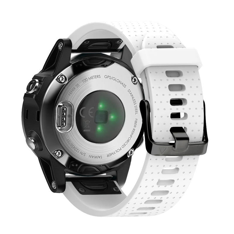 Watch Band For Garmin Fenix Fenix 5S/ 5S Plus/6S/ 6S Pro Soft Silicone 20mm Replacement Strap Black Steel Buckle-White